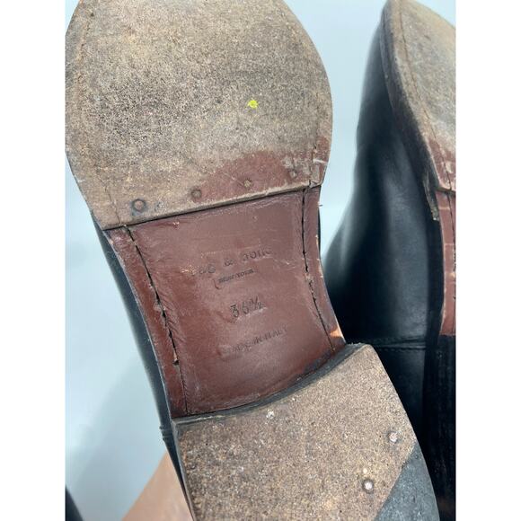 Rag & Bone Holly Black Leather Ankle Boots Size 36.5 - Picture 6 of 6